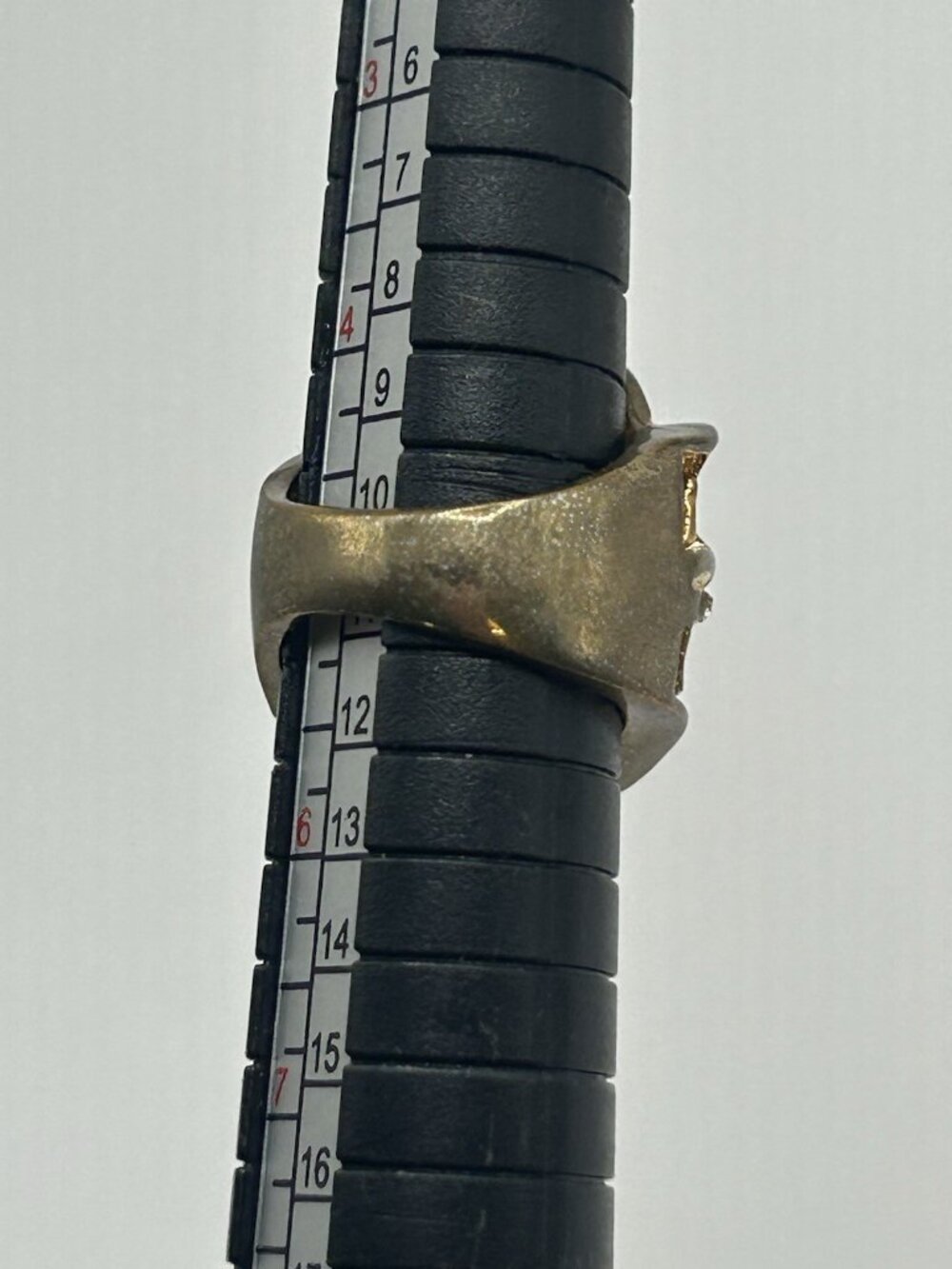 Vintage Greek Key Rhinestone Wide Band Costume Ring Gold Tone Size 5 Chunky Fun - Picture 10 of 12